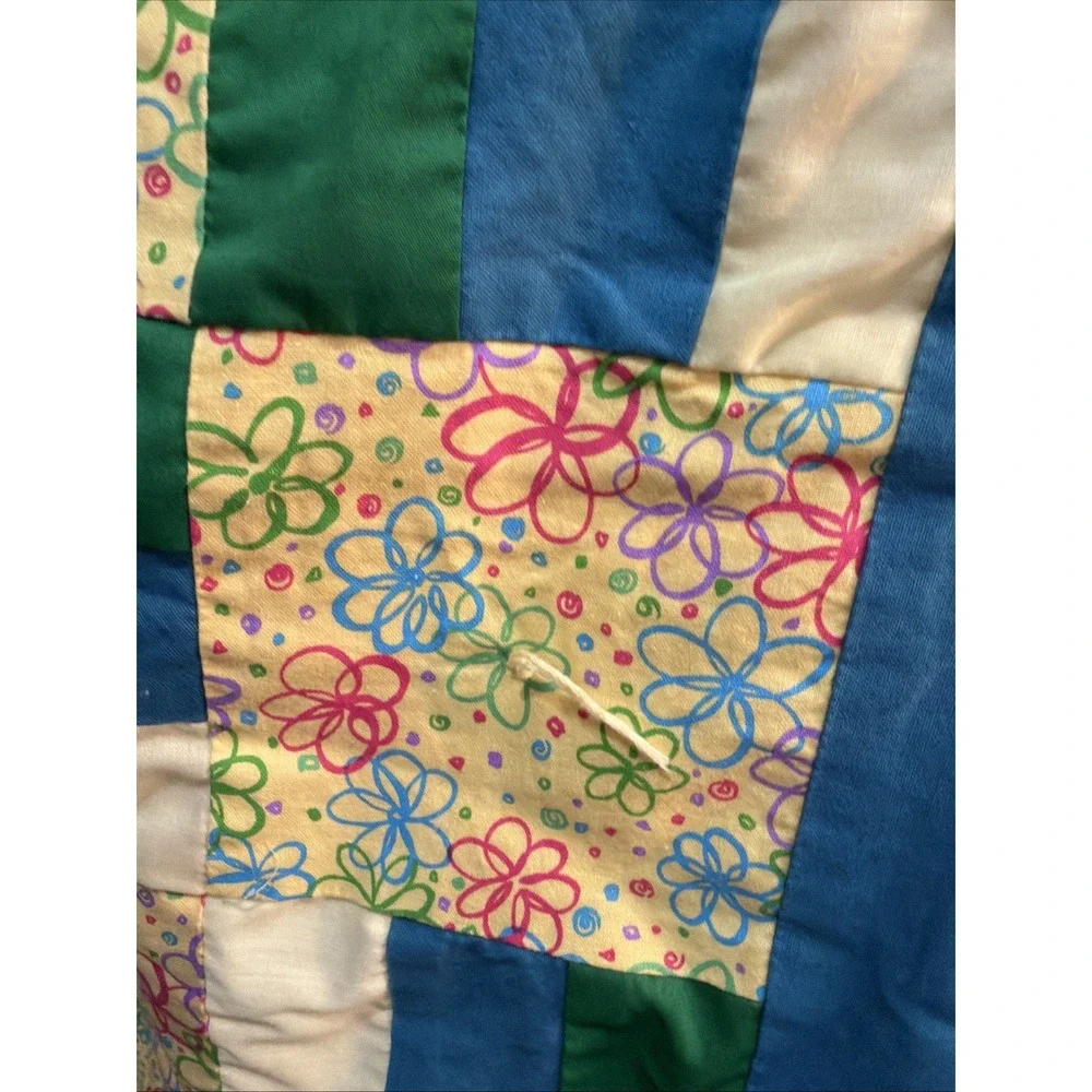 Handmade Lap Or Baby Blanket Quilt Beautiful Bright Colors